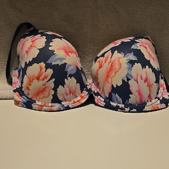 PINK Victoria's Secret Other - PINK Victoria's Secret Dark Blue Floral Bra 36 DD